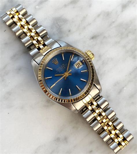 rolex uhr gold blau